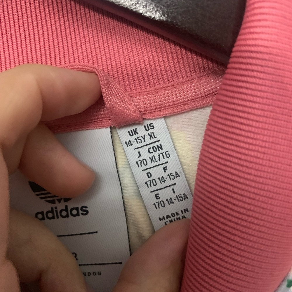 Adidas X HER Studio London Track Jacket Pink Floral Full-Zip Girls XL - Picture 6 of 7